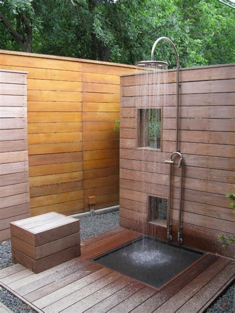 33 design ideas for wooden and metal outdoor shower enclosures|make your own outdoor shower.